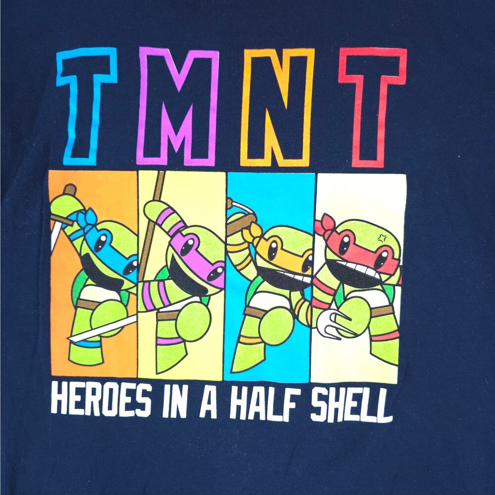 TMNT Heroes In A Half Shell T-Shirt Mens L Blue Nickelodeon Ninja Turtles‎ Y2K